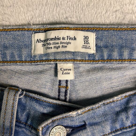 Abercrombie Fitch Curve Love The 90s Slim Straight Jeans Womens 30/10 High Rise - Picture 3 of 6